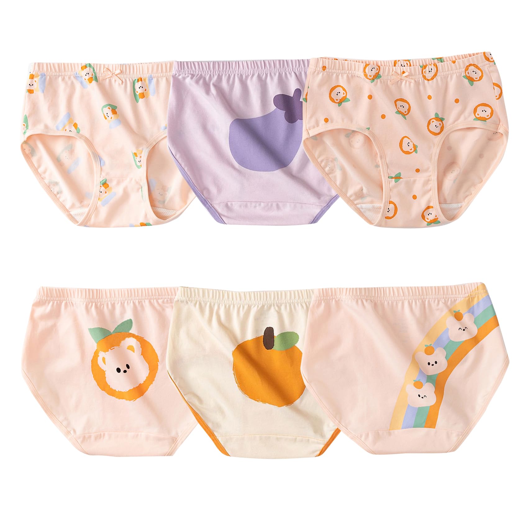 Baby Kids Underwear Breathable Cotton Panties Toddler Girls Undies Soft Assorted Briefs 6-Pack