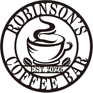 Personalized Coffee Bar Metal Sign, Custom Name Wall Art for Kitchen or ...