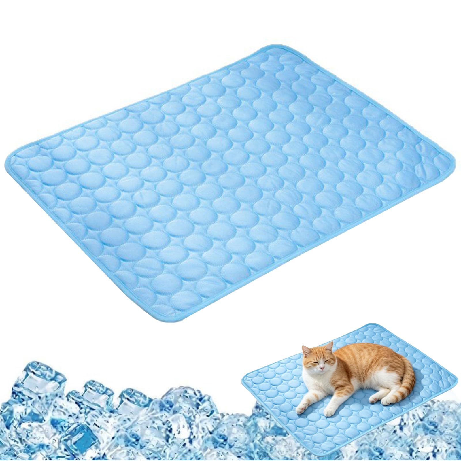 LONGTO Kovah Dog Cooling Mat, Indoor Cat Cooling Mat UK, Pet Cooling Mat for Cats (Blue,L)