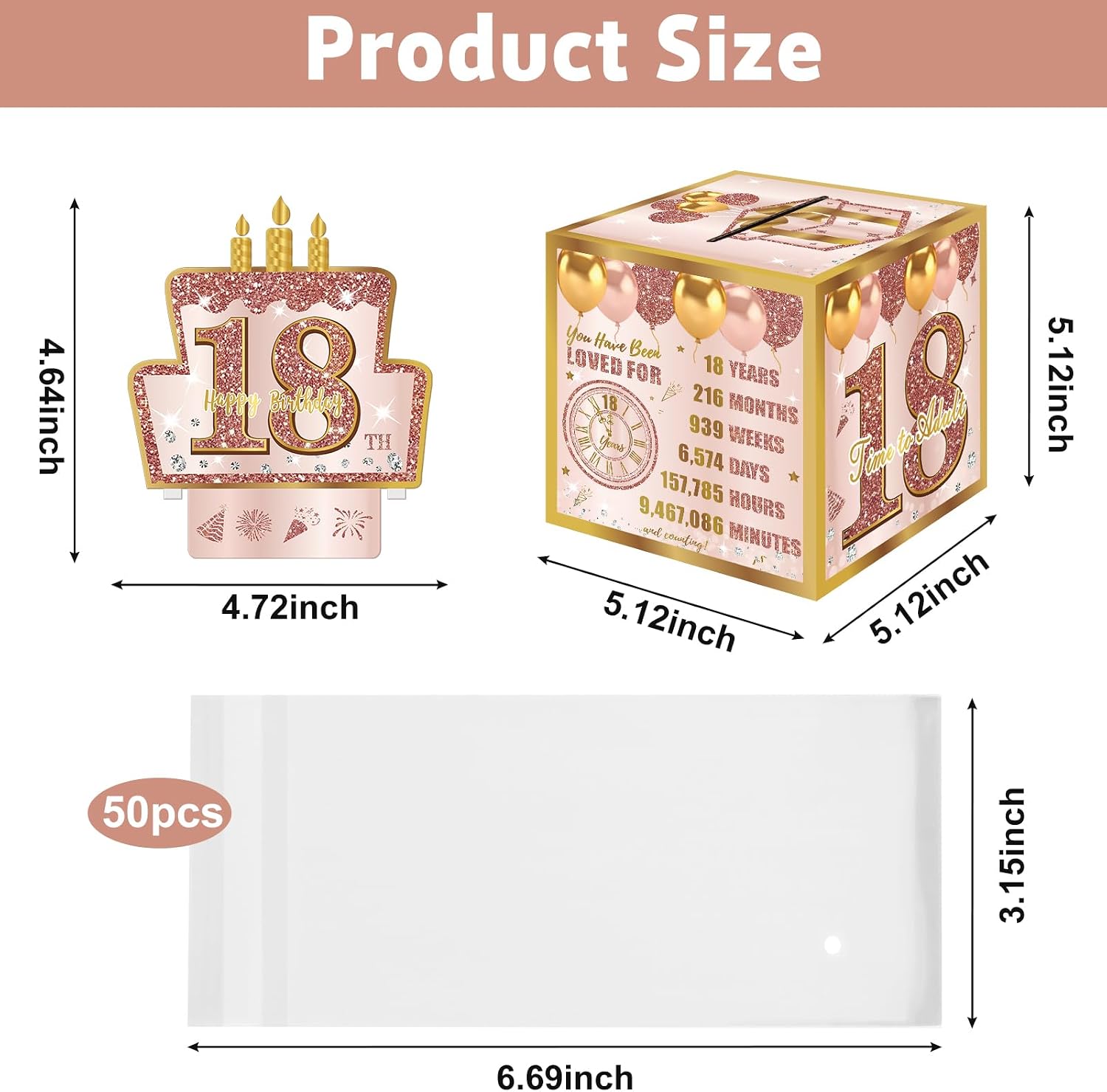 Turypaty Happy 18th Birthday Pull-Out Money Gift Box, 18th Party Cash Gift image 4