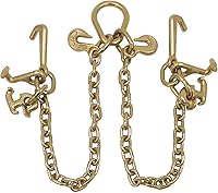 Mytee Products 5/16" Grade 70 V-Chain Bridle Tow Chain w/ RTJ Cluster & Grab Hooks - 4700 lbs WLL, 3ft Legs for Tow Trucks, Flatbeds & Recovery