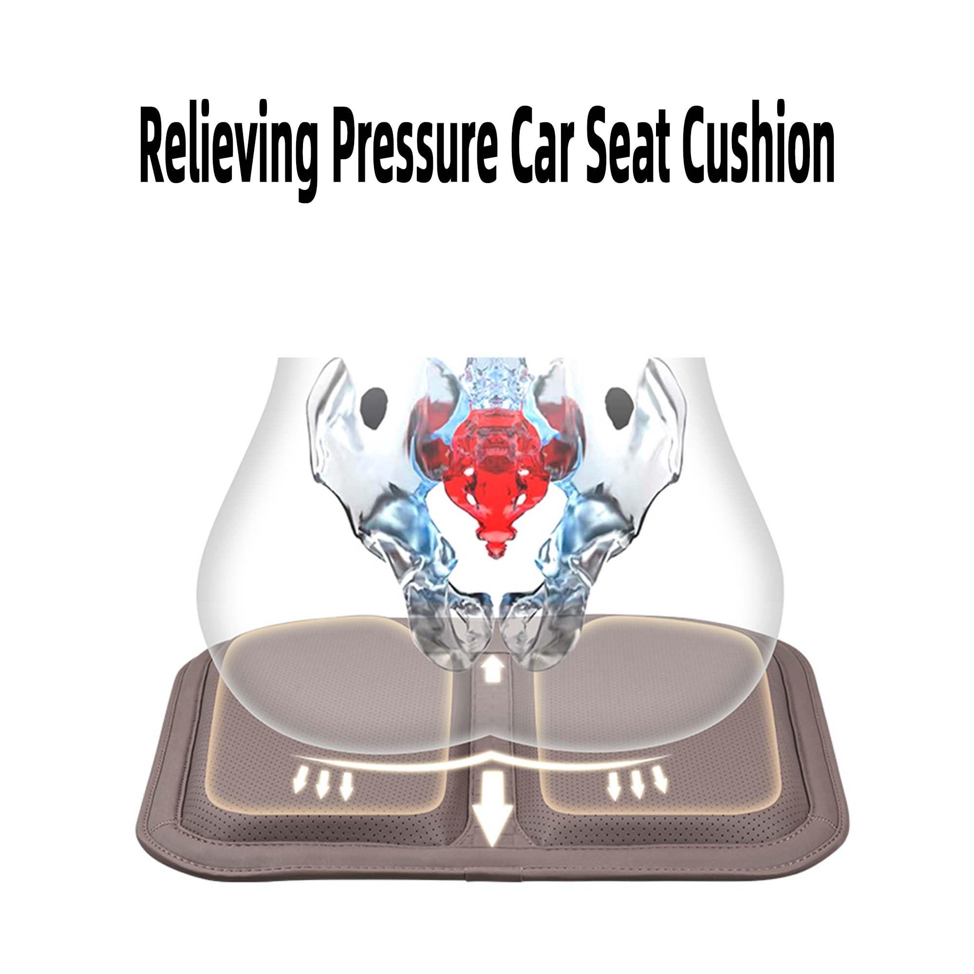 Cojín de Asiento de Automóvil Memoria Nappa Cuero Protector de Asiento Múltiple Diseño Ergonómico Espuma de Memoria Brown,1pcs