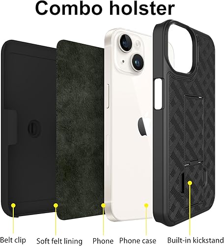 Miniatura 80 de Ailiber Funda compatible con iPhone 15 Pro Max, funda para iPhone 15 Pro Max con lente de cámara y protector de pantalla, soporte giratorio