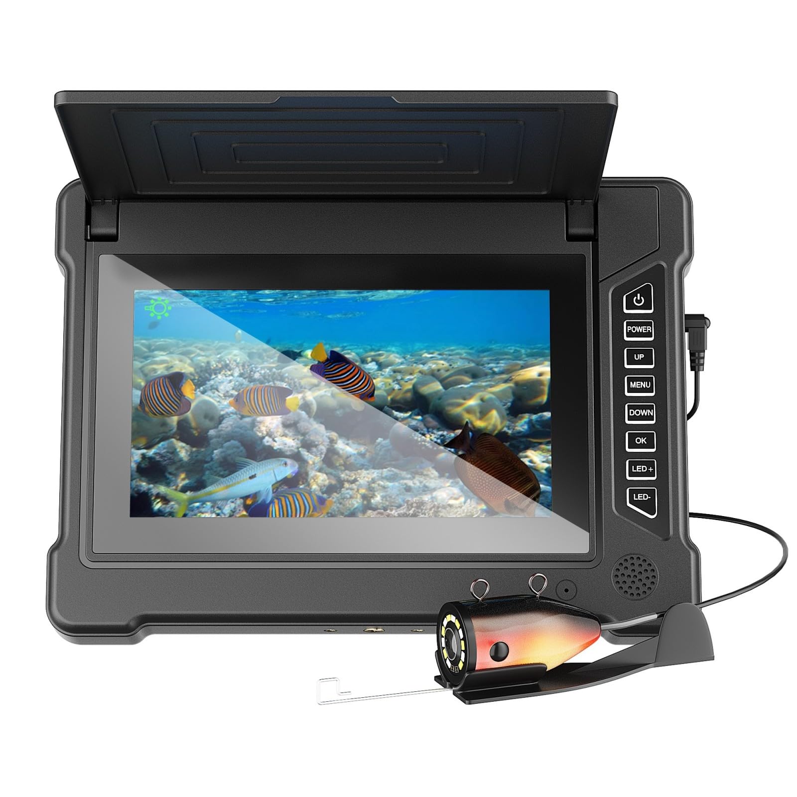 7 Inch Underwater Ice Fishing Camera,1200TVL Visual Fish Finder With 6+6 PCS LED Lights,Available In 15M/30M/50M Cable Length,Portable Underwater View Equipment Fit For I(Size:15 M/49 FT,Color:Black)