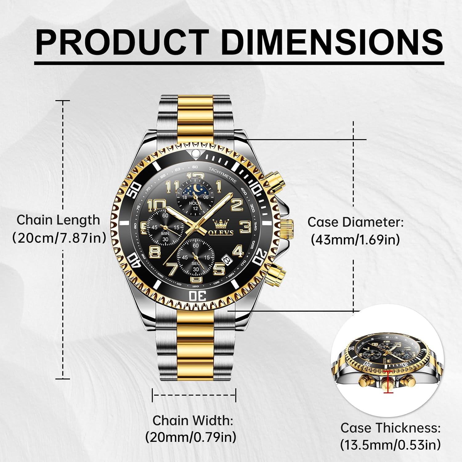 OLEVS Watches Men Waterproof Luxury Big Face Mens Watch Stainless Steel Day Date Quartz Analog Dress Watches for Men Luminous Relojes De Hombre (Green/Blue/Black/Gold) - Image 6