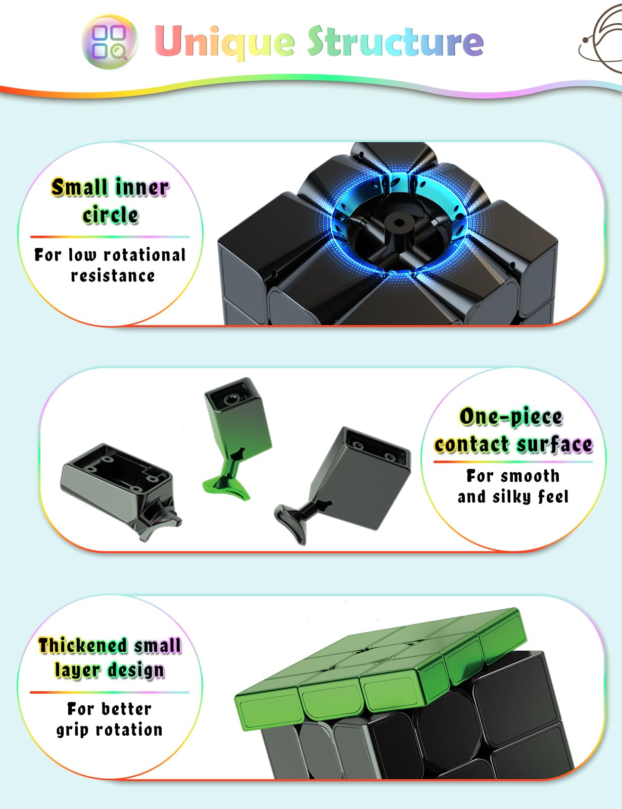 ROXENDA Mirror Cube di Velocità 3x3x3 Irregolare Bianca Cubo Puzzle Twisty Box Puzzle Giocattolo Sequenziale Divertente (verde)