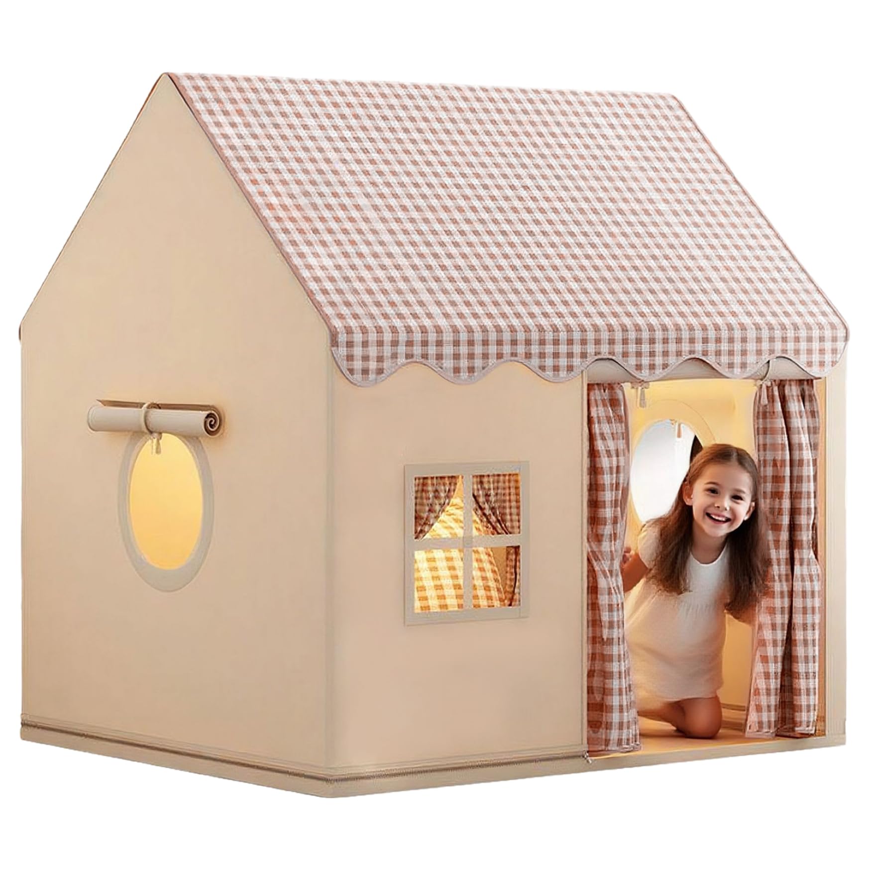 Kinderzelt Indoor 47x39x51 Zoll Atmungsaktives Spielzelt mit Tür und Fenster faltbares Kinderspielhaus mit Abnehmbarer Metallstütze für Jungen Mädchen Spielhaus für