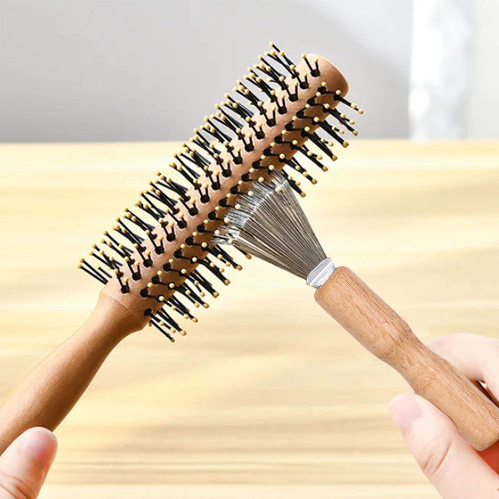 1 Pezzi Spazzole per Capelli Strumento Pettine di Pulizia Rastrello con Manico in Legno, Strumento, Pulizia dei Capelli per Capelli e la Pulizia di Spazzole da Barba, Strumento Artigianale