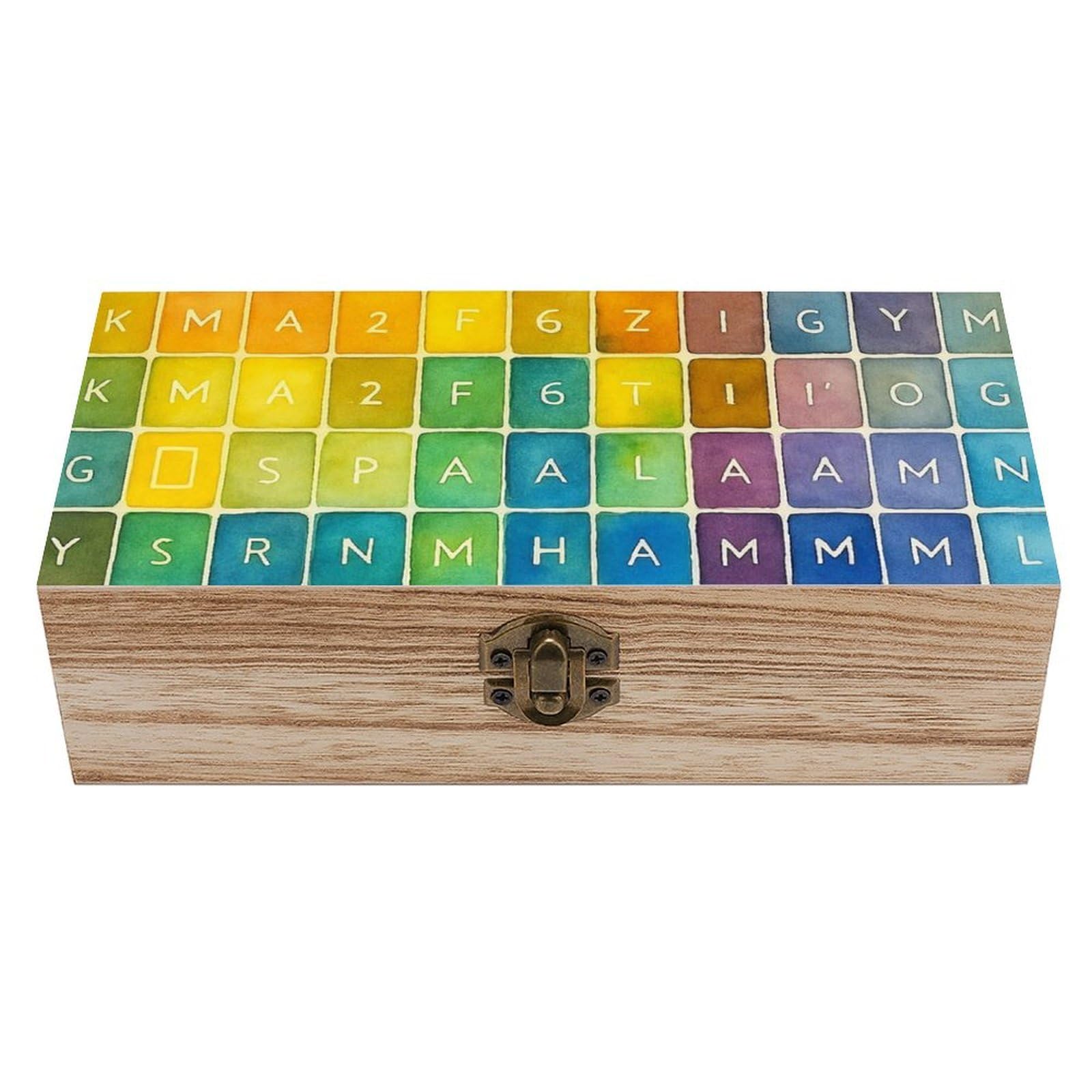 Oudrspo Colorful Gradient Periodic Table Elements Retro Wooden Storage Box Keepsake Jewelry Decorative Art Storages Box Gift Boxs