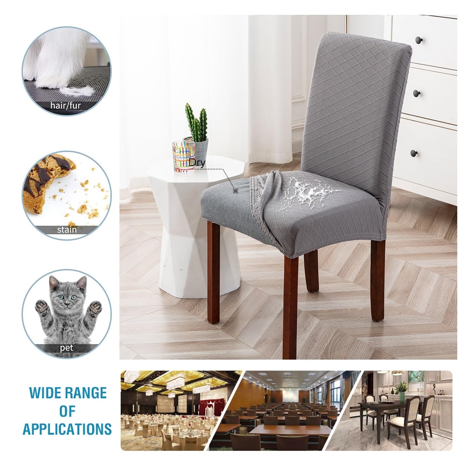 ZZDZW Hydrofuge Housse de Chaise, Doux et Extensible Couverture de Chaise de Salle à Manger, très ZZDZW Hydrofuge Housse de Chaise, Doux et Extensible Couverture de Chaise de Salle à Manger, très