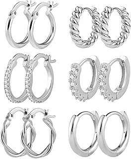 Gesponserte Anzeige – KISSPAT Creolen Set für Damen, 6 Paar Kleine Huggie Creolen, Hypoallergen Knorpel Huggie Klobiges Go...