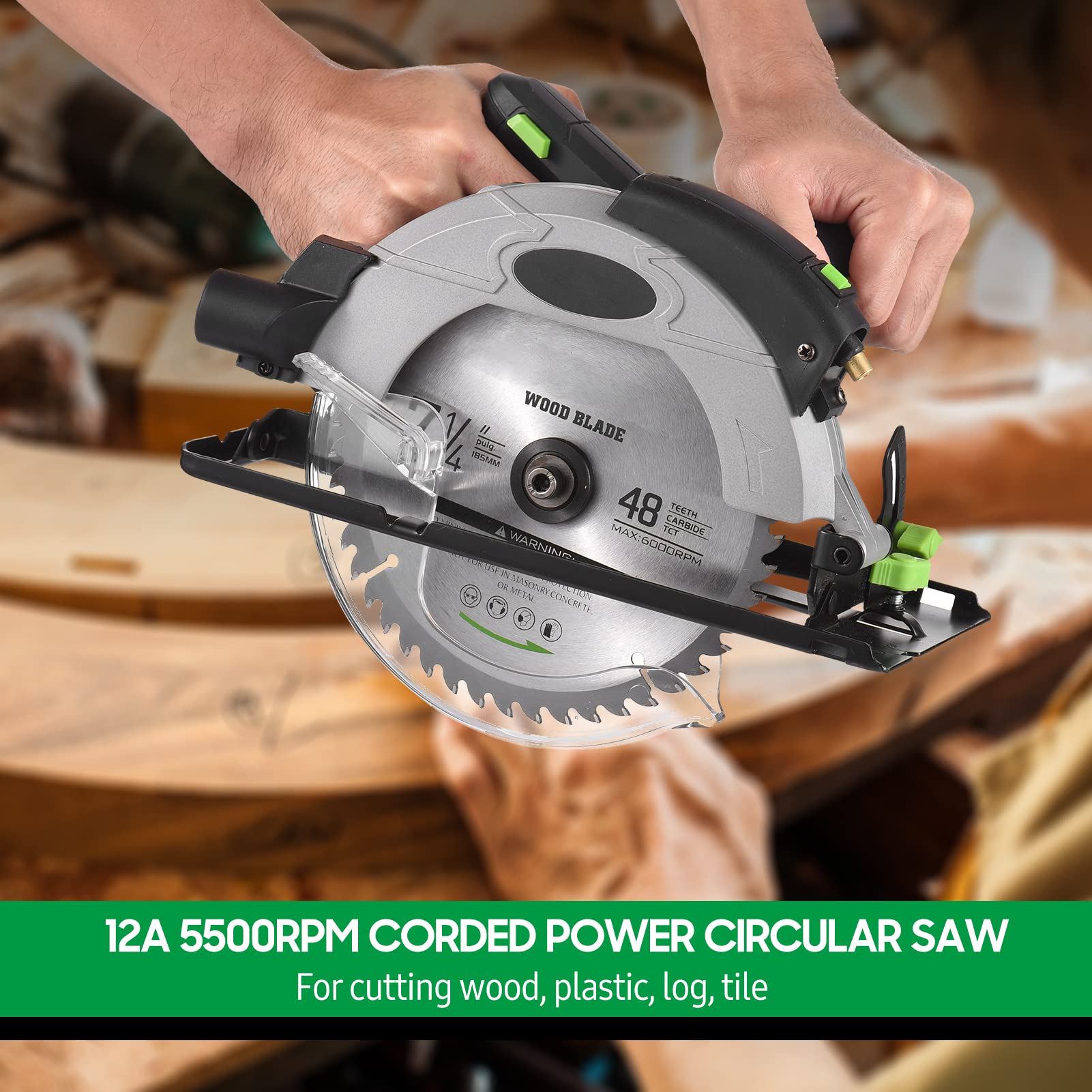 1500W elektryczna piła tarczowa 5000 obr./min 190mm aluminiowa obudowa przenośny nóż stolarskie narzędzia tnące stołowa do drewna(Type A With 2 Blades)