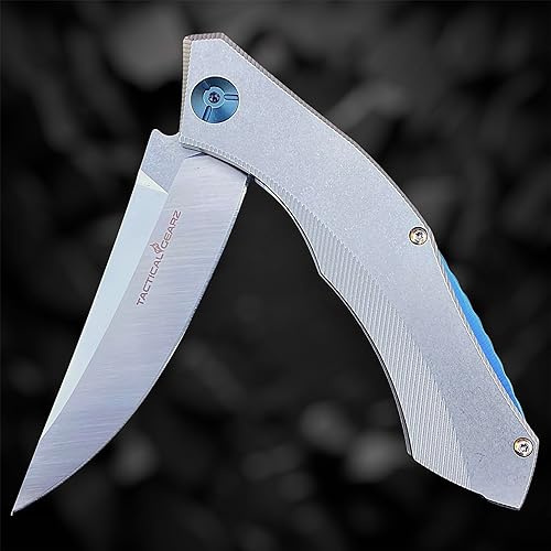 Miniatura 5 de TACTICAL GEARZ Cuchillo de bolsillo EDC de acero inoxidable, TG Triton S. Mango de acero inoxidable lavado a la piedra. Hoja de acero D2 afilada.