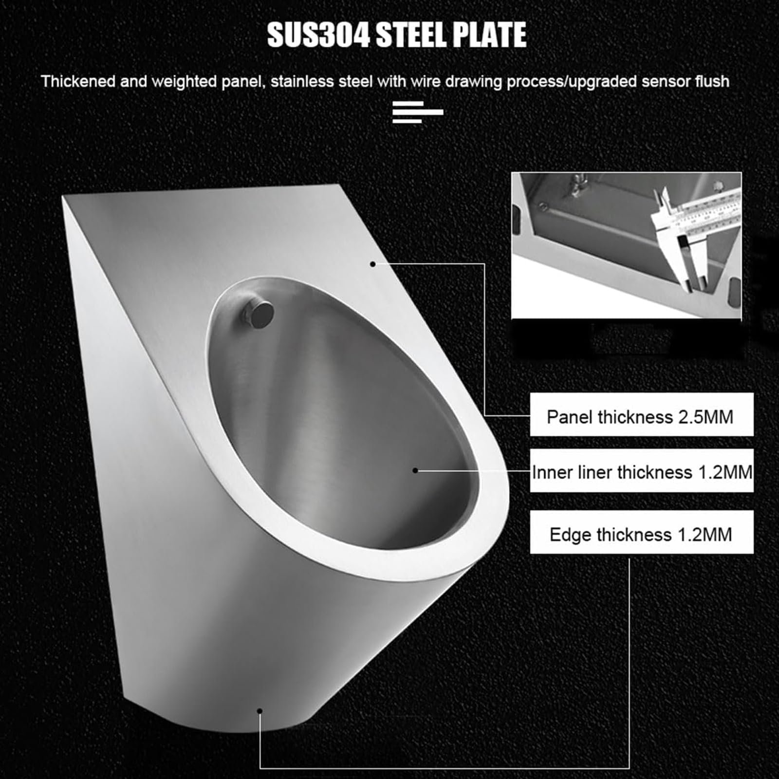 iumLeap Bathroom Men's Urinal, Wall-Mounted High-Efficiency Public Toilet Sanitary Ware Commercial Stainless Steel Non-Contact Public Toilet Urinals,Gold