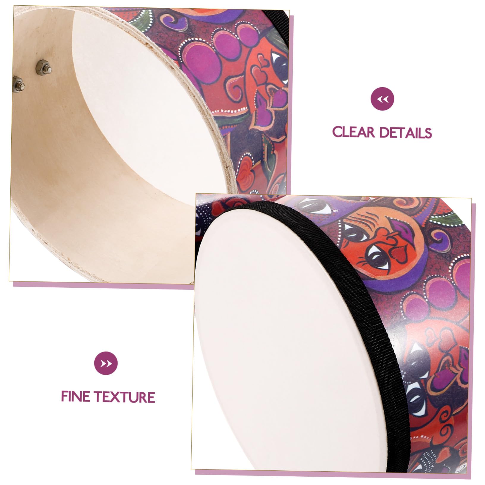 Tamburo a Percussione Giocattolo 7 e 8 Pollici in Legno per Ragazzo Ragazza | Bacchette, per Uso Indoor e Outdoor, Ritmo Evidente, Facile da Trasportare