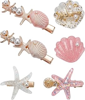 6PCS Beach Hair Accessories for Women, Pink Seashell Starfish Hair Clips Set of Six, Ocean Inspired Hair Charms for Beach ... Price In India