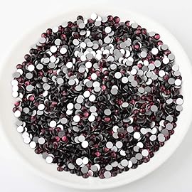 Beadsland 288pcs Flat Back Crystal Rhinestones Round Gems for Nail Art and Craft Glue Fix, Amethyst, SS34,7.1-7.3mm