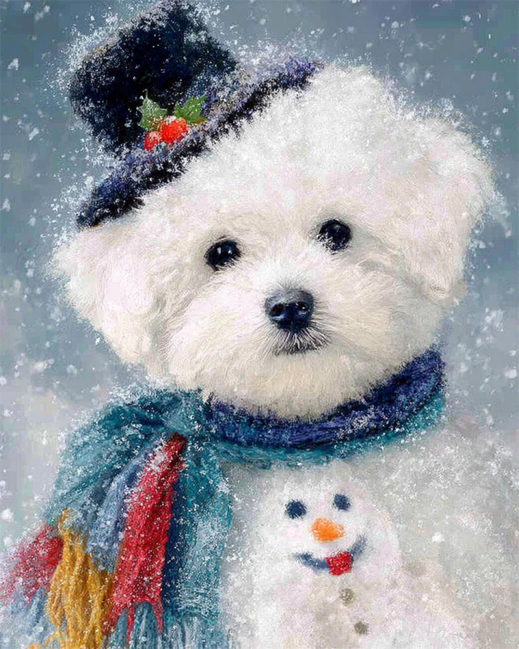 RKFLGEW DIY Embroidery Beads Set Fantasy White Dog 50x70cm