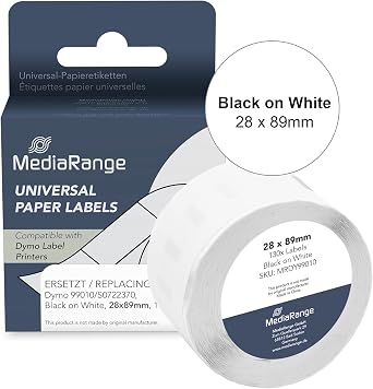 MediaRange Labels Replaces Dymo 99010/S0722370 28 x 89 mm White Pack of 130
