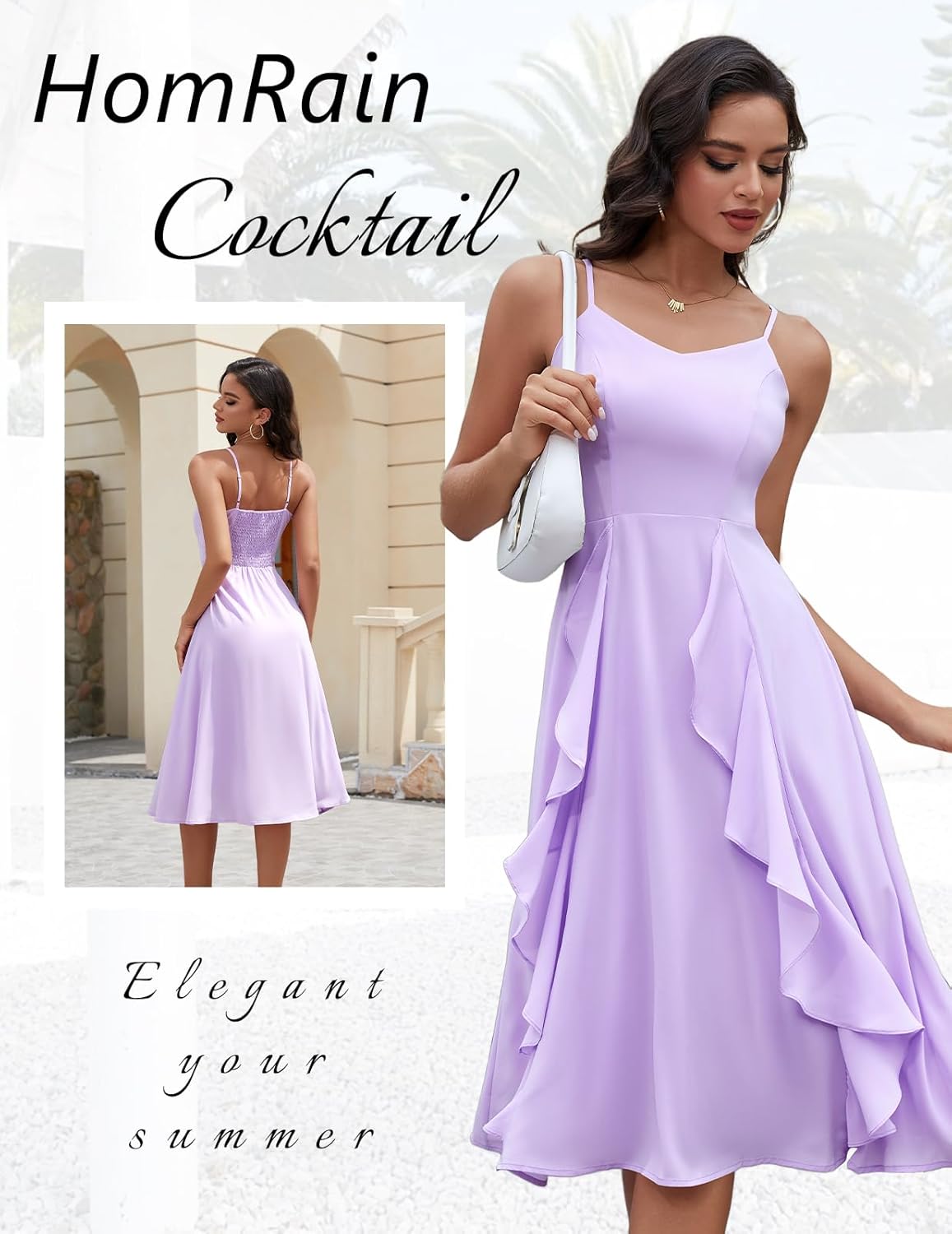 HomRain Women's Cocktail Tea Party Beach Dresses Formal Graduation Wedding Guest Chiffon Summer Evening Elegant Dress 2025 - Image 2