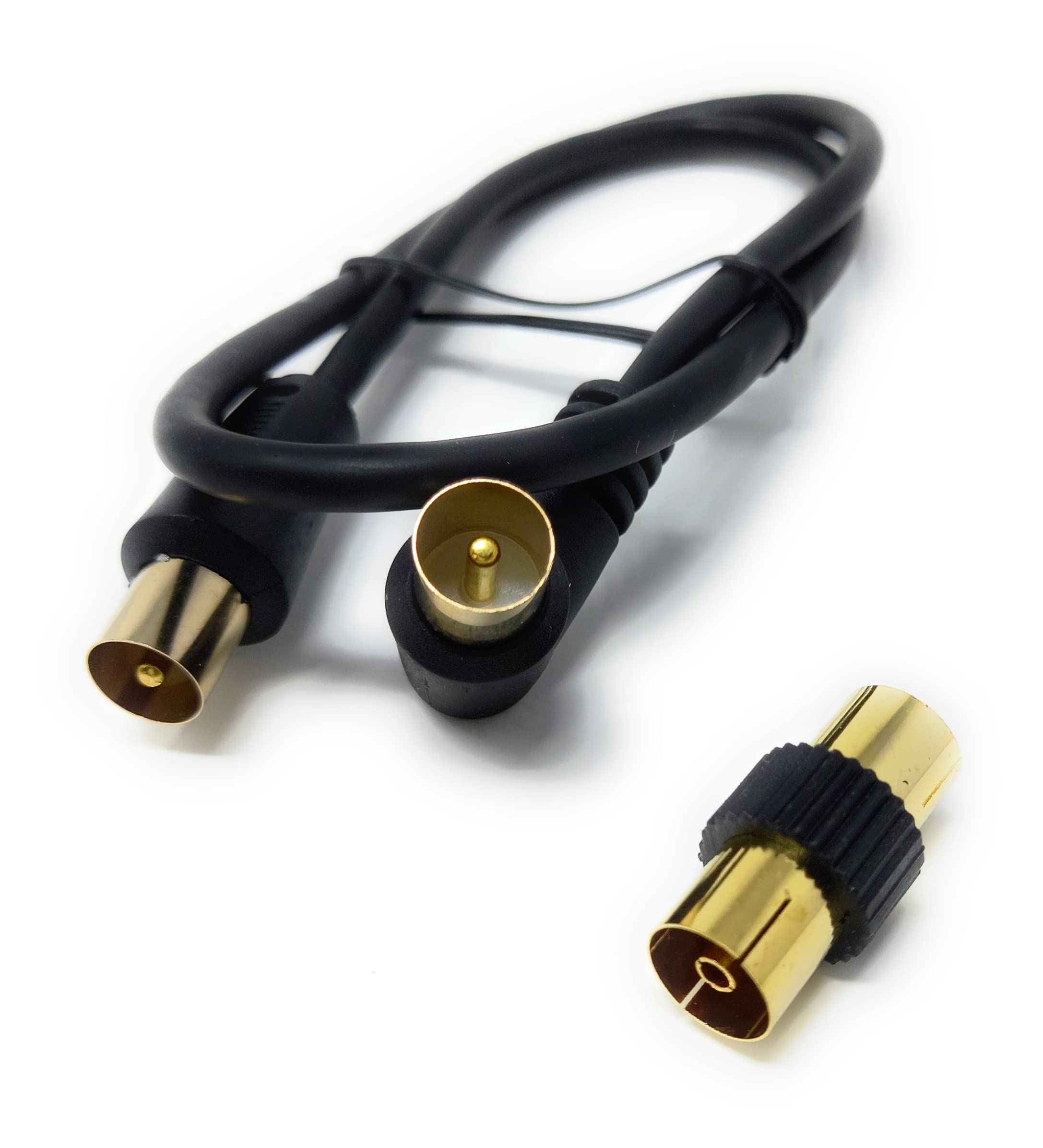 DRUT 40cm short TV RF Right Angle Male to Male Aerial Antenna Coaxial Cable With Female to Female Coupler Gold Connectors 75 ohm - Image 4