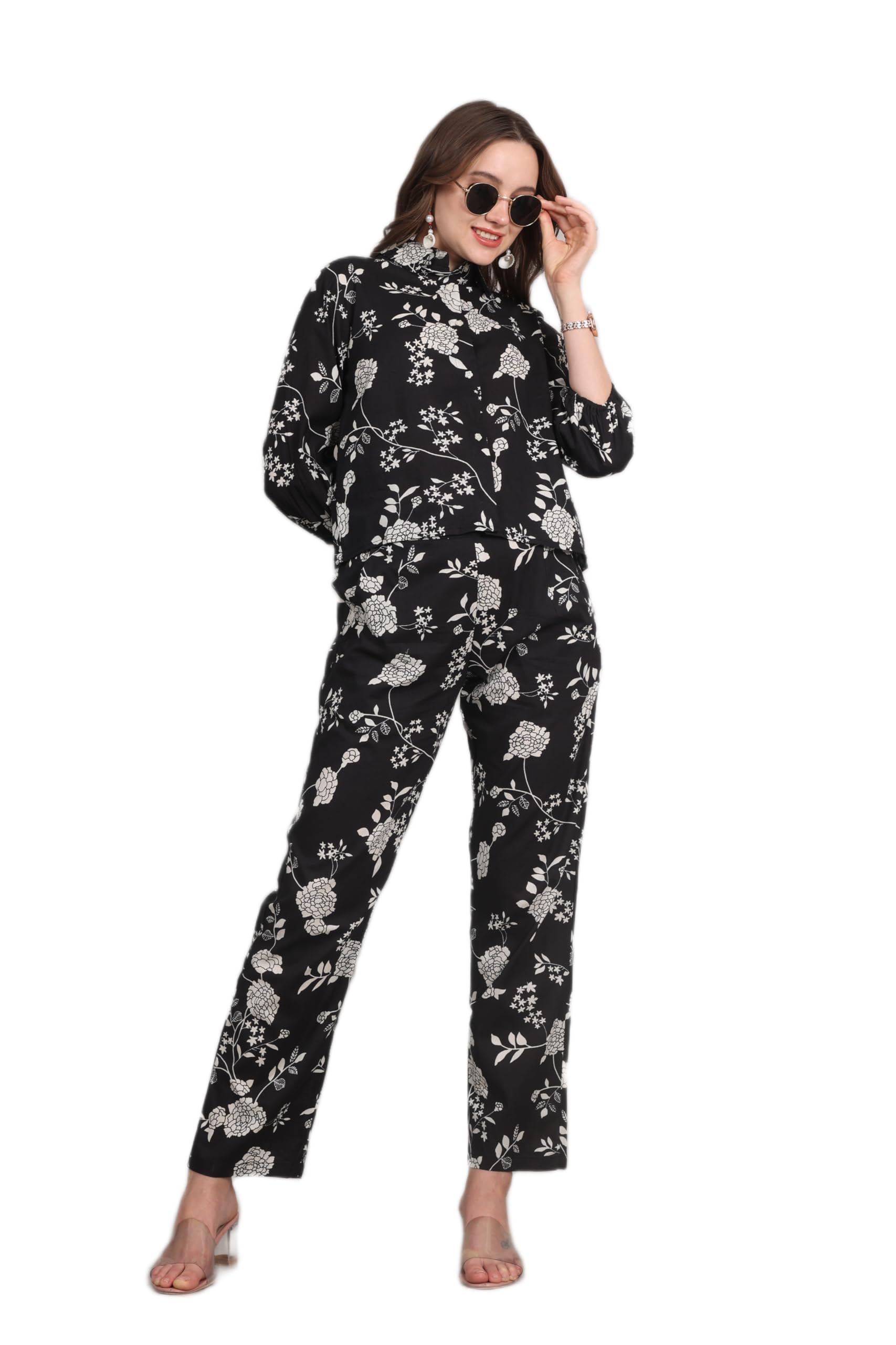 jivitha Women's Black Booti Coord Set | 100% Cotton Crop Top & Pant with Pockets | Elegant Ethnic Wear-picture-47