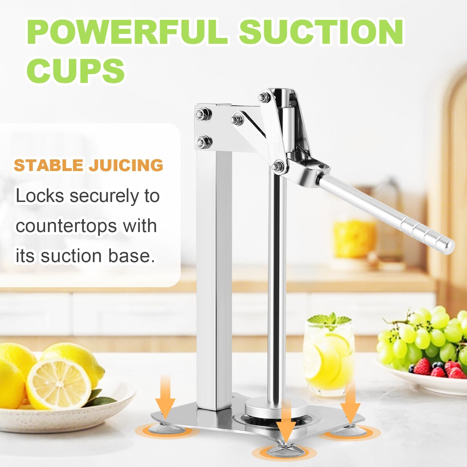 Spremiagrumi in ghisa resistente, con tazza in acciaio inox, spremitura rapida in 3-5 secondi, facile da pulire, ideale per uso domestico e bar