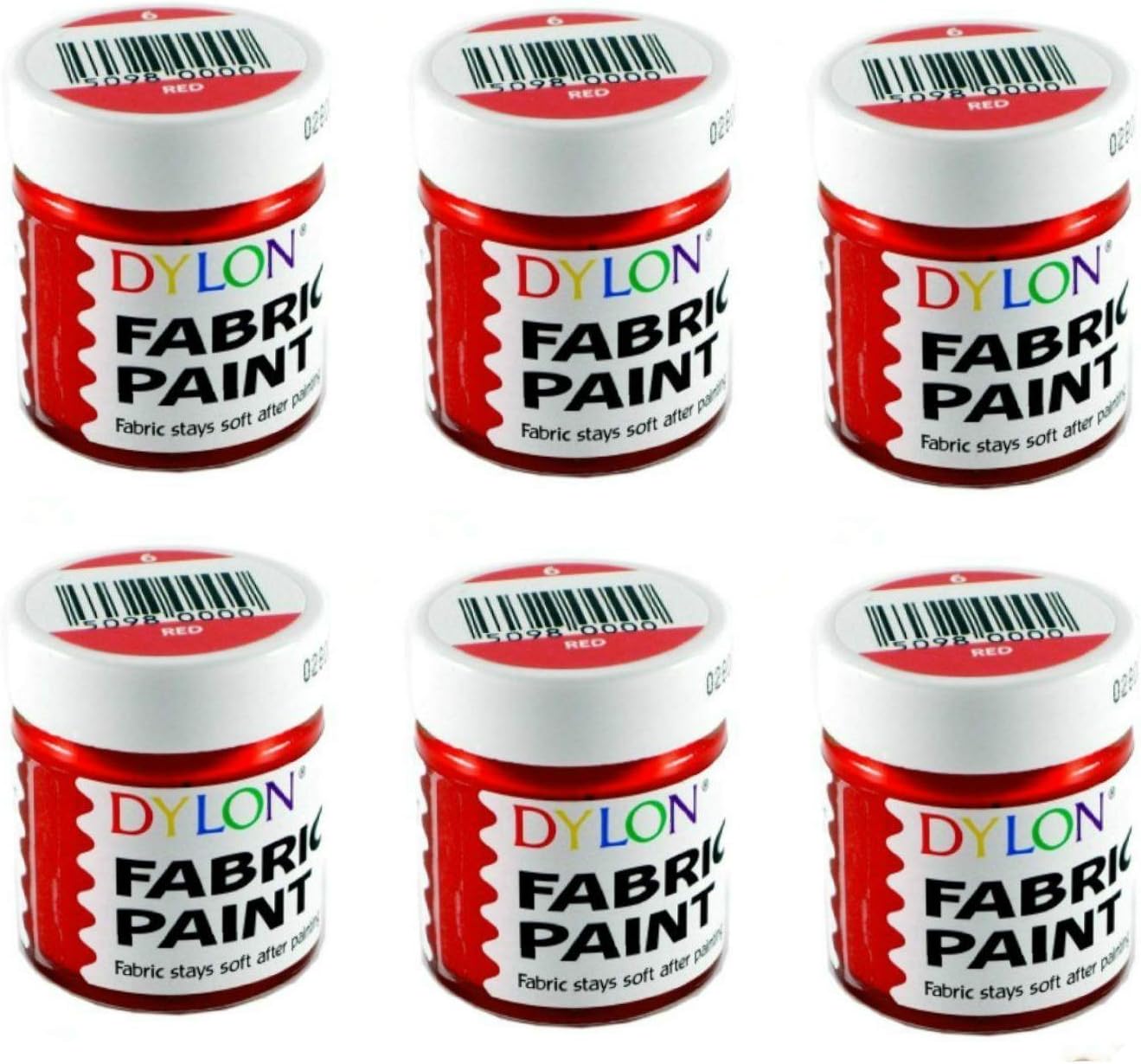 DYLON Fabric Paint Set - Red Paint - Pack of 6