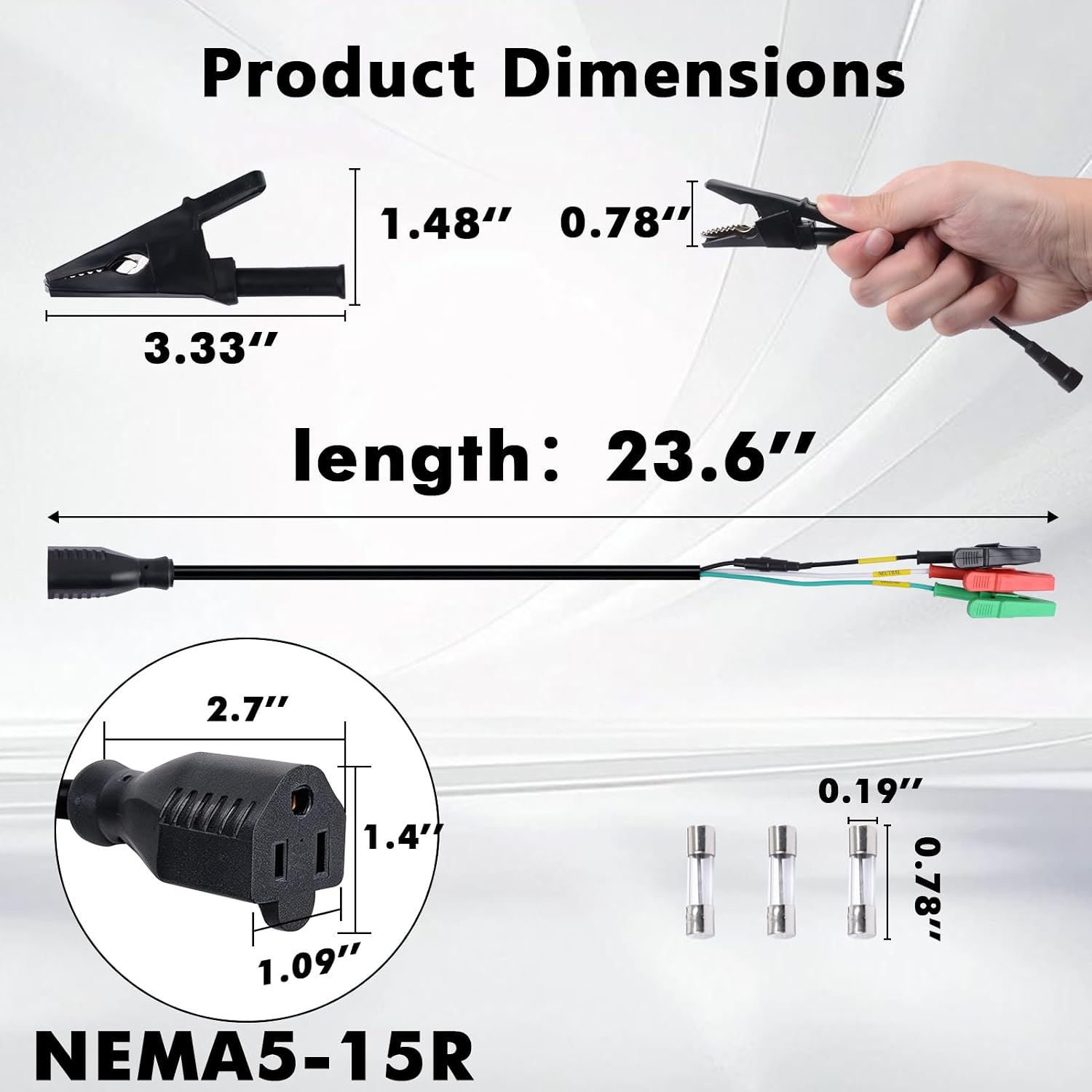 HVAC Adapter Cord with Inline 15A Replaceable Fuse, Circuit Breaker Finder Accessory Kit, Heavy Duty 14AWG Power Cord Compatible with 69411 69522 RT250 RT310 ET300 ET310 image 3