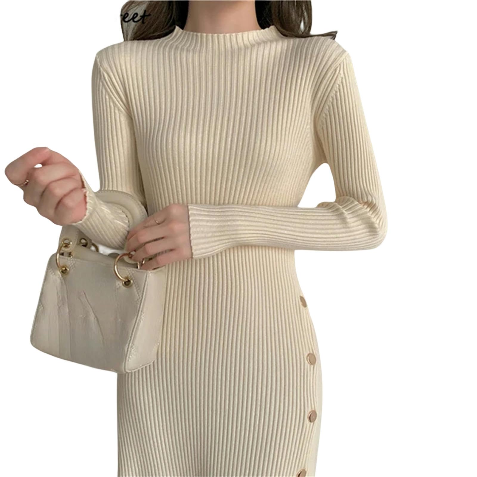 Vestito Donna Autunno Abito Maglione Diviso Donne Donne Autunnali A Petto Elegante A Pedaggio A Maglia