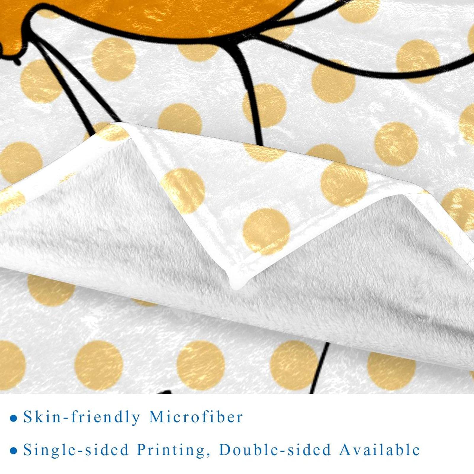 Simpatico divertente gatto arancione con sfondo a pois gialli coperta in pile, super morbida lussuosa coperta da biancheria da letto
