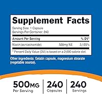 Vista 2 de Nutricost Niacinamida (Vitamina B3) 500 mg, 240 Cápsulas (3 Botellas)