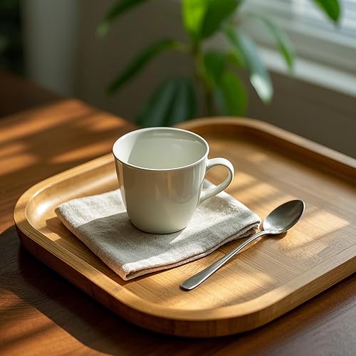 Miniatura 7 de JOIKIT Paquete de 3 platos de bambú de 10 pulgadas, platos de madera fina y pulida, bandeja de bambú para sostener frutas, pan, queso, nueces, café,