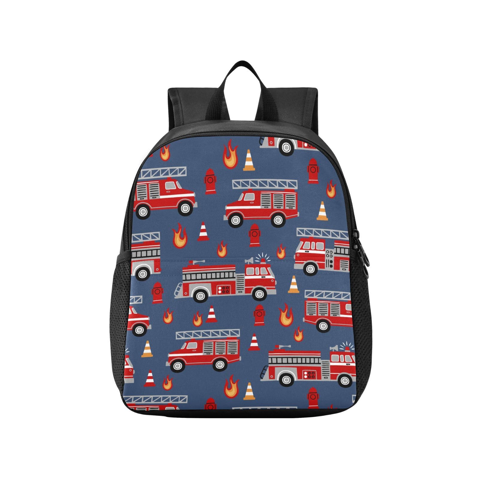 Sletend Toddler Backpack Cartoon Fire Trucks Waterproof Mini Backpack Boys/Girls Cute Small Backpack Kindergarten Pre School Bags 11 Inch