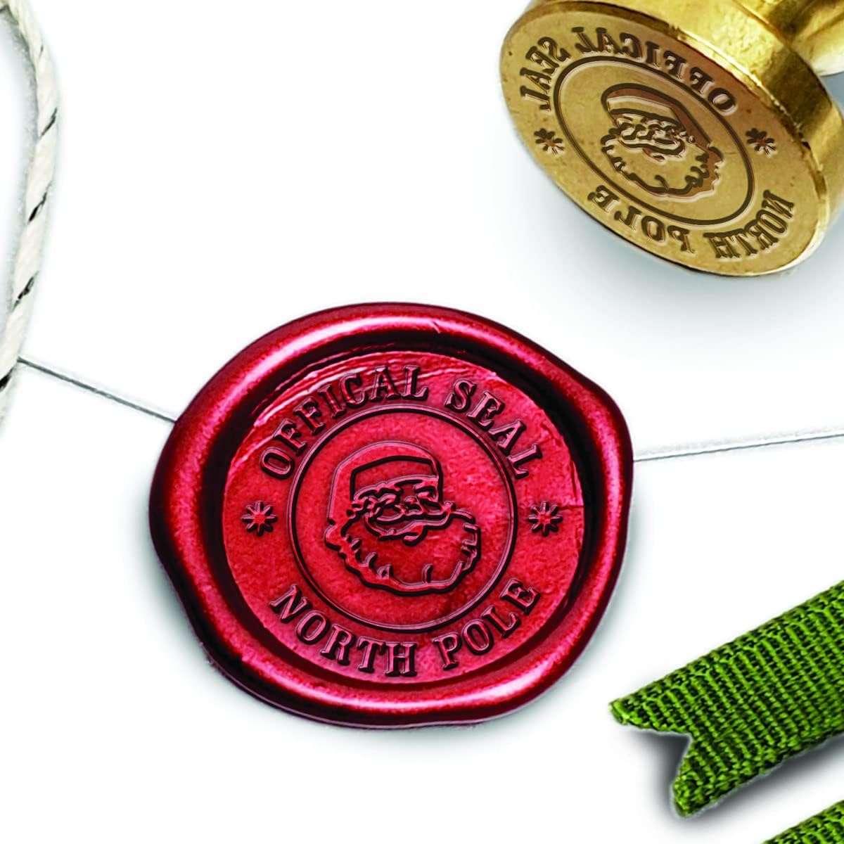 Northpole Official Santa Christmas Wax Seal Kit with Wood Handle & Gold, Red & Green Sealing Wax LS777XX