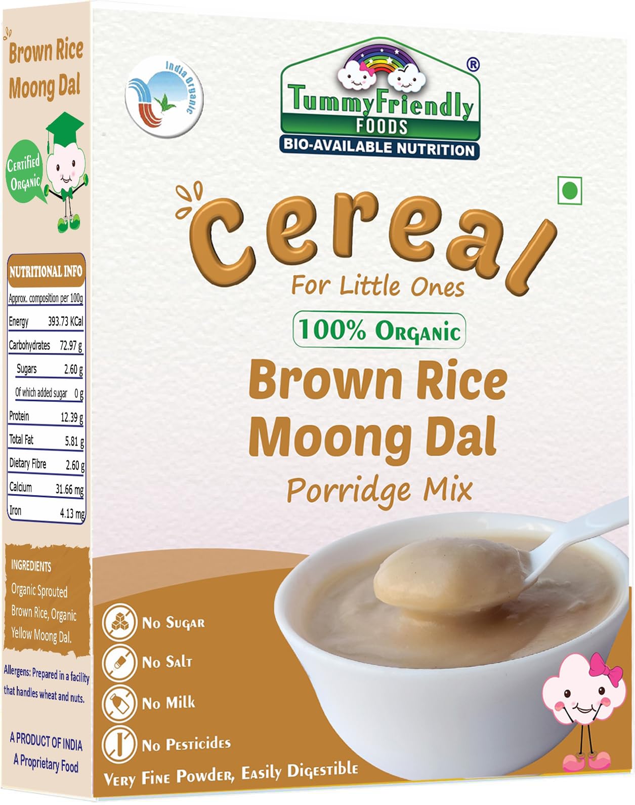 TummyFriendly Foods 100% Organic Sprouted Brown Rice, Moong Dal Porridge Mix | Made of 100% Organic Brown Rice Powder For Little Ones | Excellent Weight Gain Food | No Sugar, No Salt, No Milk, No Chemicals, No Pesticides & No GMO | Maximum Possible N (B08JS63LFL) Amazon Price History, Amazon Price Tracker