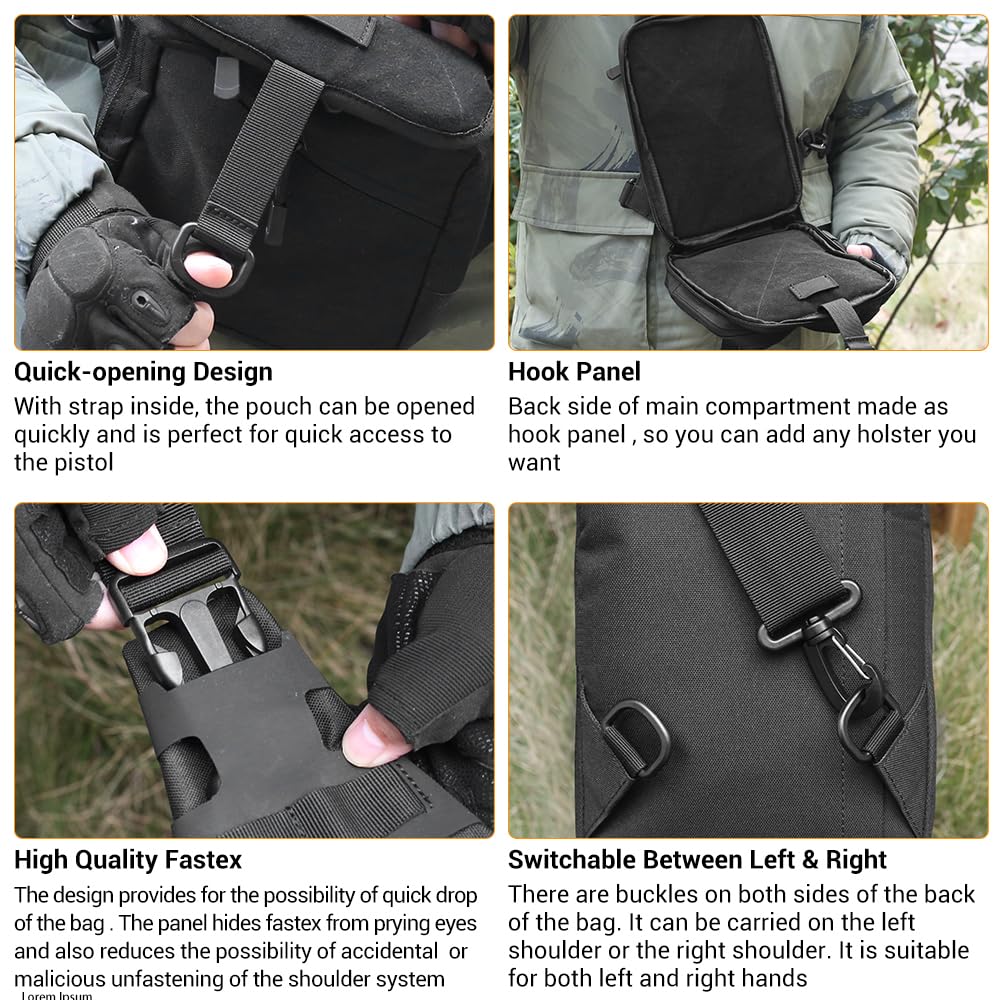 EDC Sling Brusttasche, Taktische Umhängetasche, Verdeckter Waffentasche, Trage Schulterrucksack für Männer, Reisen, Wandern, Outdoor