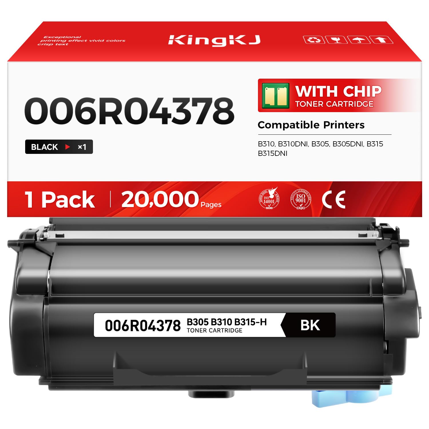 B310 B315 B305 006R04378 Black Toner Cartridge High-Yield with chip 1-Pack Replacement for Xerox 006R04376 006R04377 Toner Compatible with Xerox B310 B310DNI B305 B305DNI B315 B315DNI Printer Ink Copy