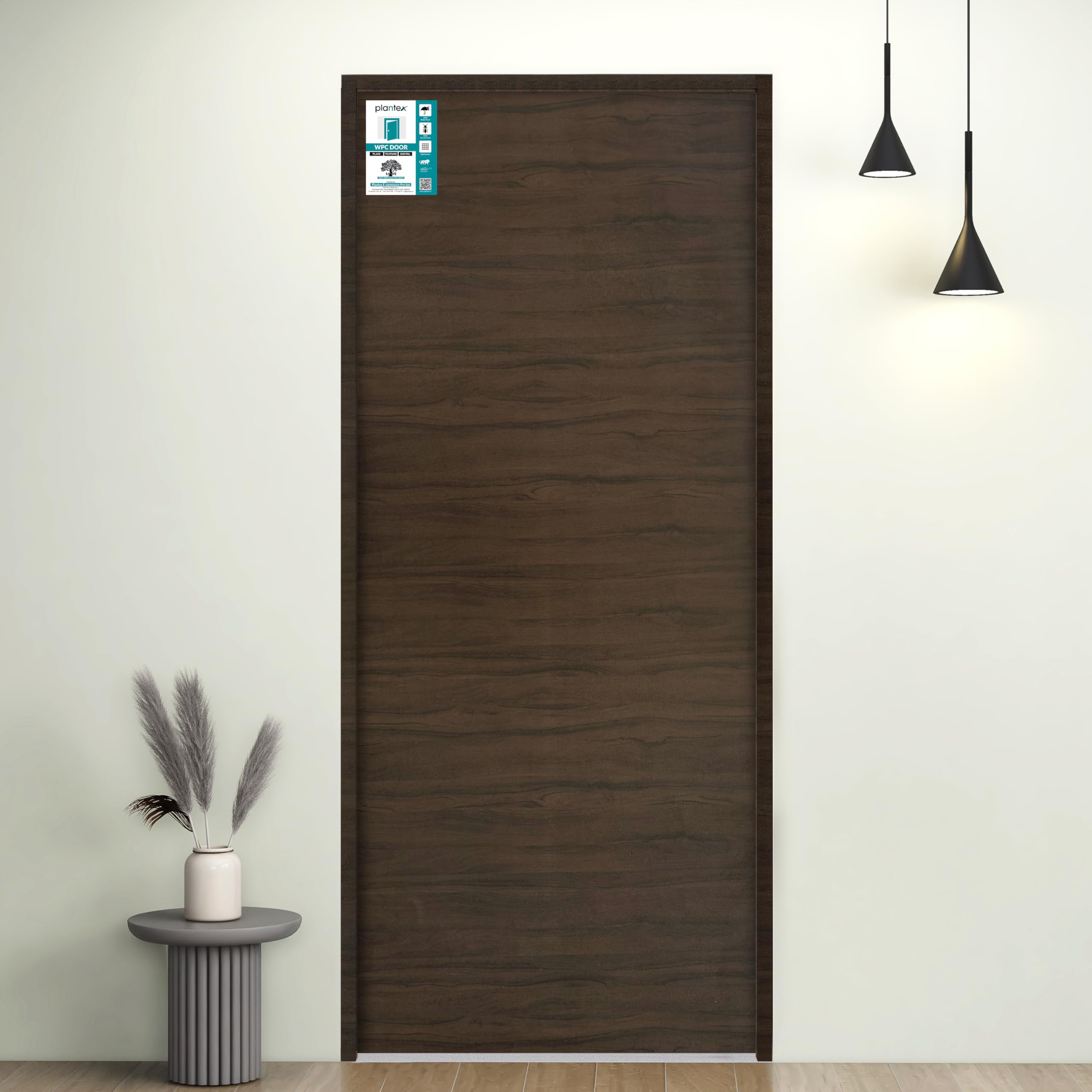 Plantex WPC Doors for Bathroom (30 mm - Thickness)/Waterproof Bathroom Door/2.5x6.75 Feet Wooden Finished Door for Home/Balcony/Office/Kitchen, Density-550 (30x81 inch,24 kg- Charcoal Oak)
