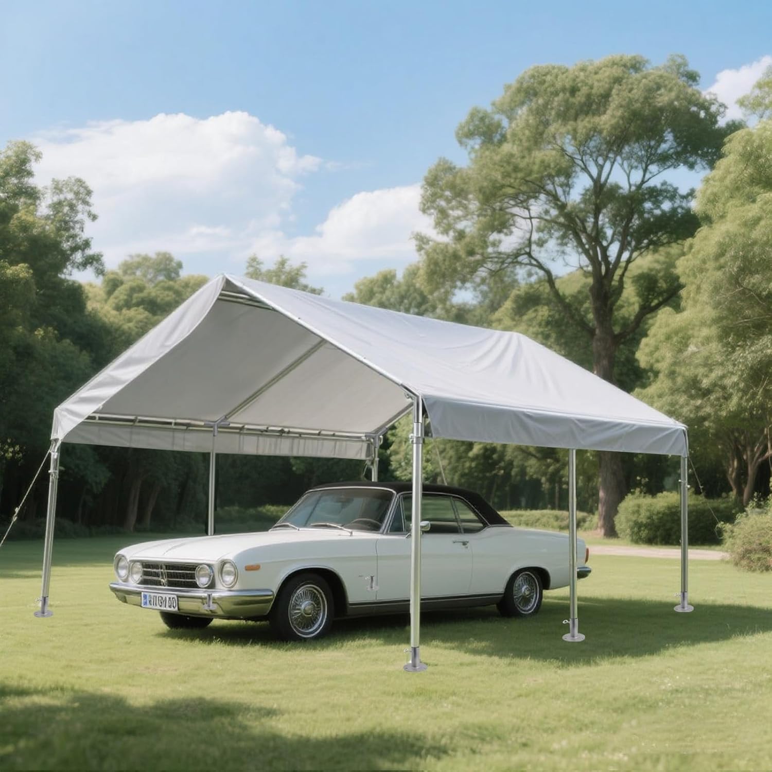 6 Leg Carport Frame Only Kit (Pipes & Canopy Not Included) Fits Cars, Boats, Trucks, and Motorcycles. Sturdy Frame Lets Users Assemble and Adjust The Size with Purchased Parts. (Connects 1-3/8" Pipe)