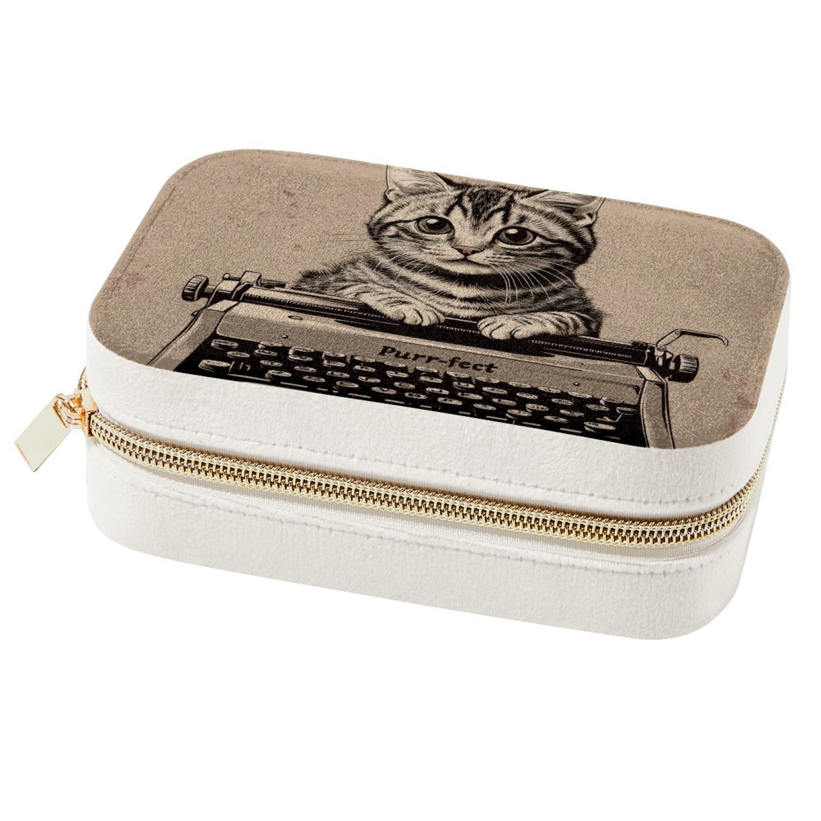 Boîte à bijoux chat vintage pour voyage et rangement bagues