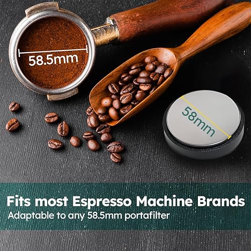 Miniatura 6 de Espresso Tamper 2.283 in, distribuidor profesional de café y manipulador de mano, profundidad ajustable para todos los portafiltros de espresso de