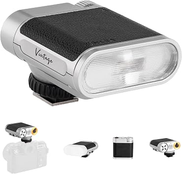 VILTROX Vintage Z1+ Retro On-Camera Flash for Beginners, GN12 Mini Flash with 7-Levels for Portrait, Single-Contact Hot Shoe Flash Speedlight for Camera Sony Fujifilm Canon Nikon Olympus