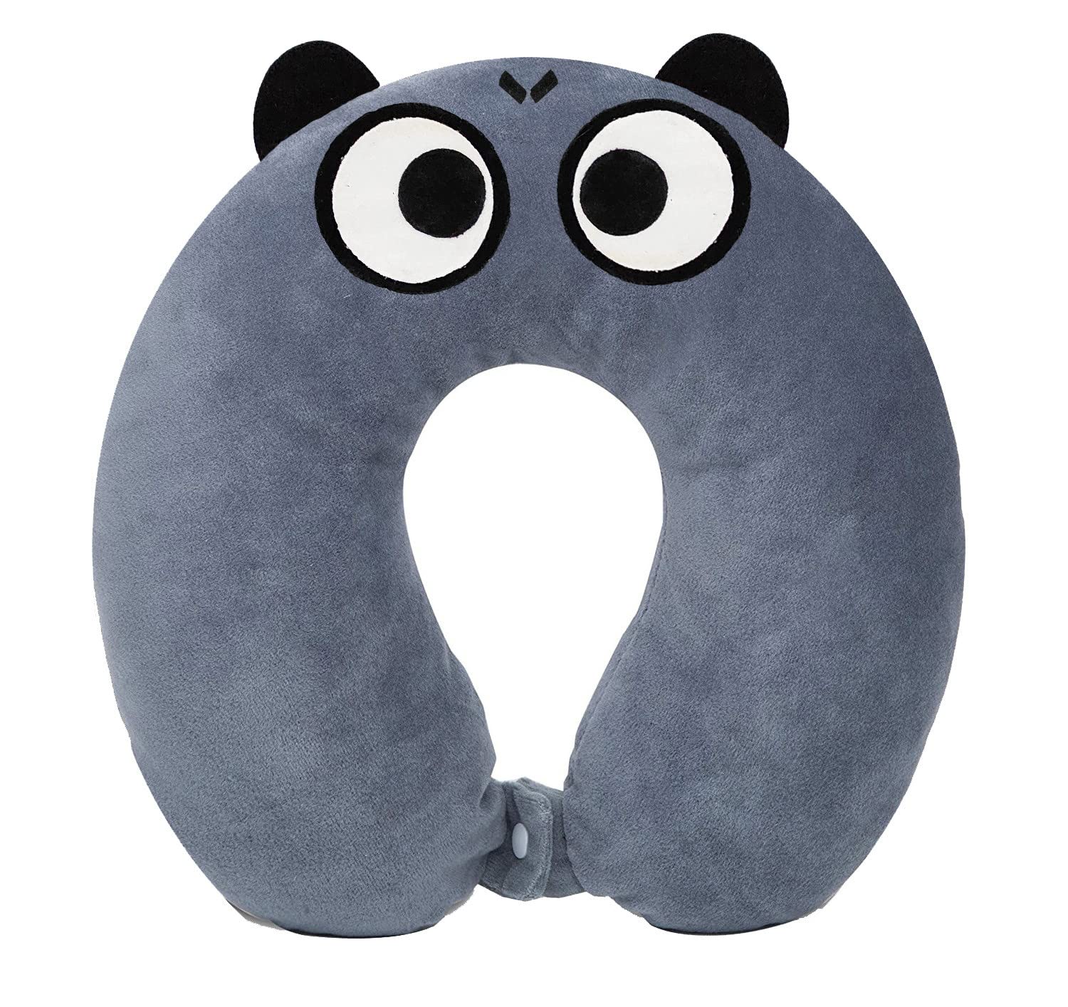 JUZZII Velvet Cute Cartoon Pattren Neck Rest Pillow Great for Long Road Trips and Flights, Ideal for Men & Women- Grey Big Cartoon Neck Pillow M.No.3 (Pack of 1)