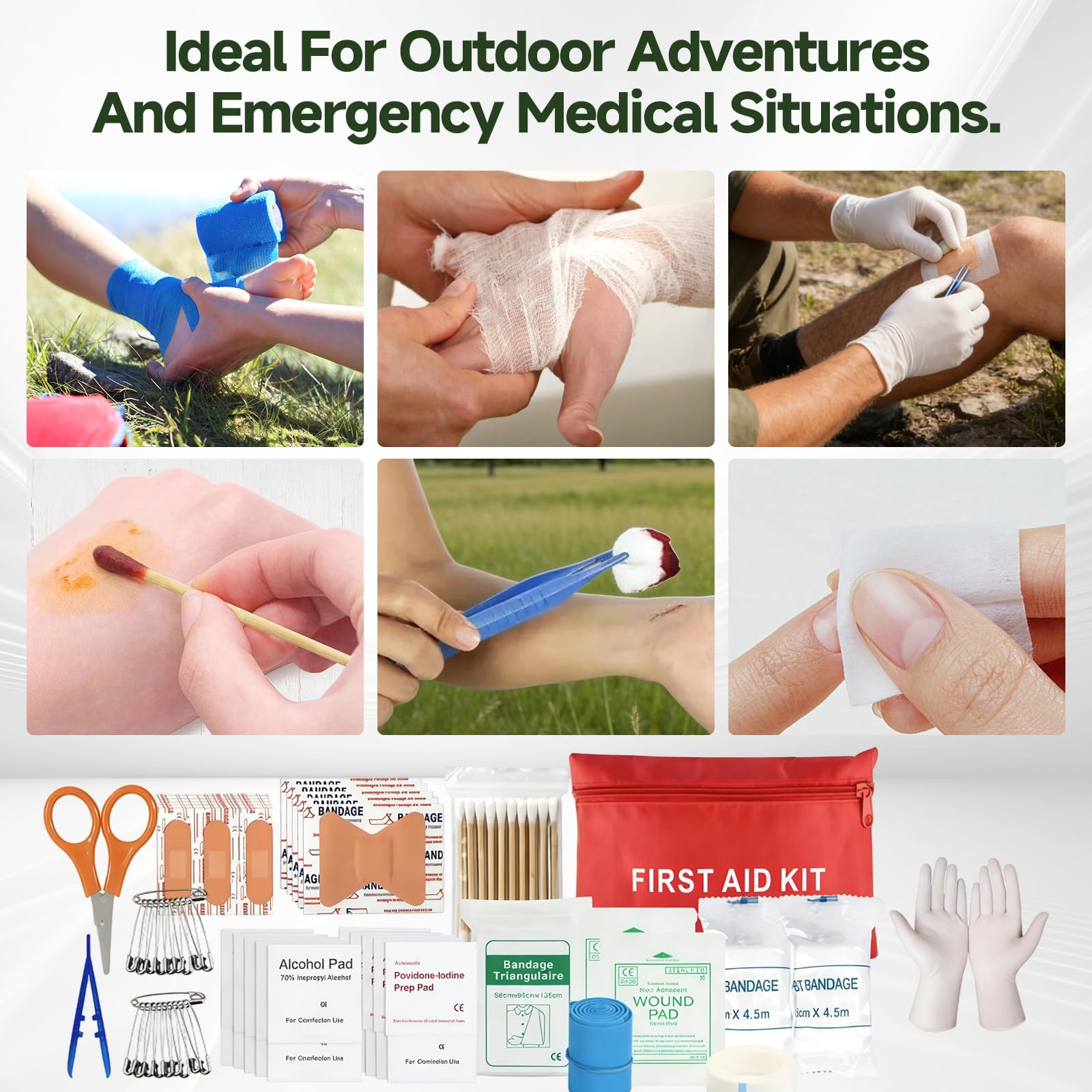 Außen Notfall Survival Kit, 43 in 1 Notfall Survival Ausrüstung mit Erste Hilfe Set, Multi-Tool Axt, Kompass, Notfallrucksack für Männer Camping Bergsteigen Wandern Abenteuer im Freien