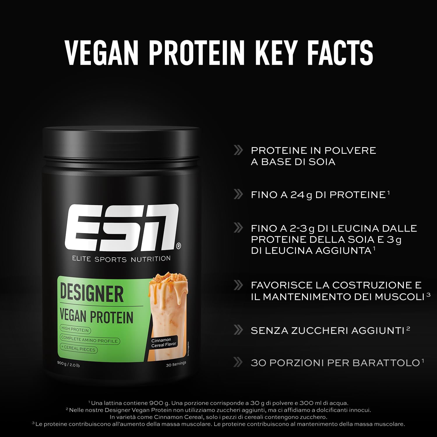 ESN Vegan Designer Proteinpulver, Cinnamon Cereal, 900 g, cremige Konsistenz - made in Germany