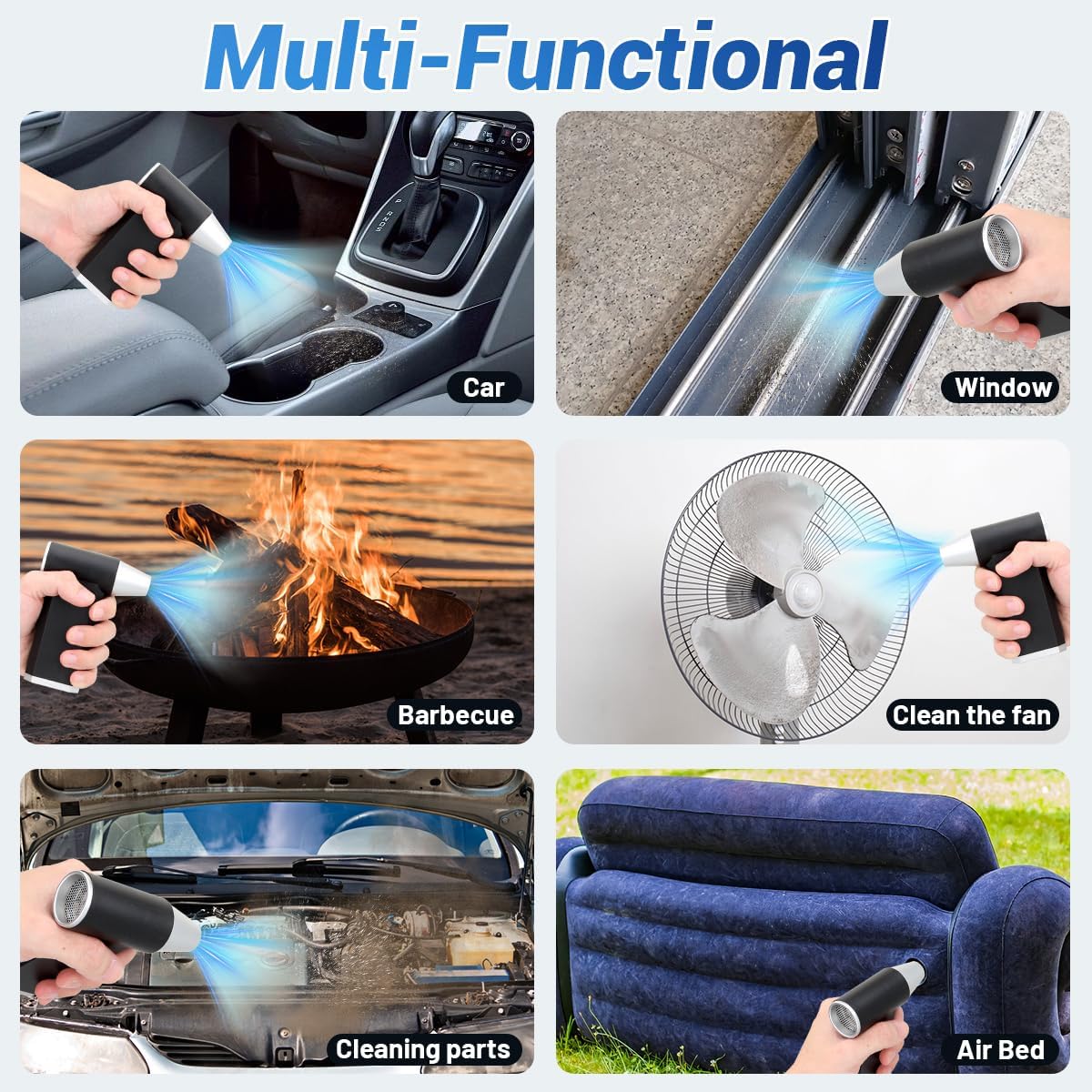 Electric Air Duster-180000RPM Compressed Air Duster, Super Power Cordless Jet Air Blower, 3-Gear Adjustable Mini Rechargeable Turbo Fan for Computer, Keyboard, House, Outdoor and Car, Gifts for Men