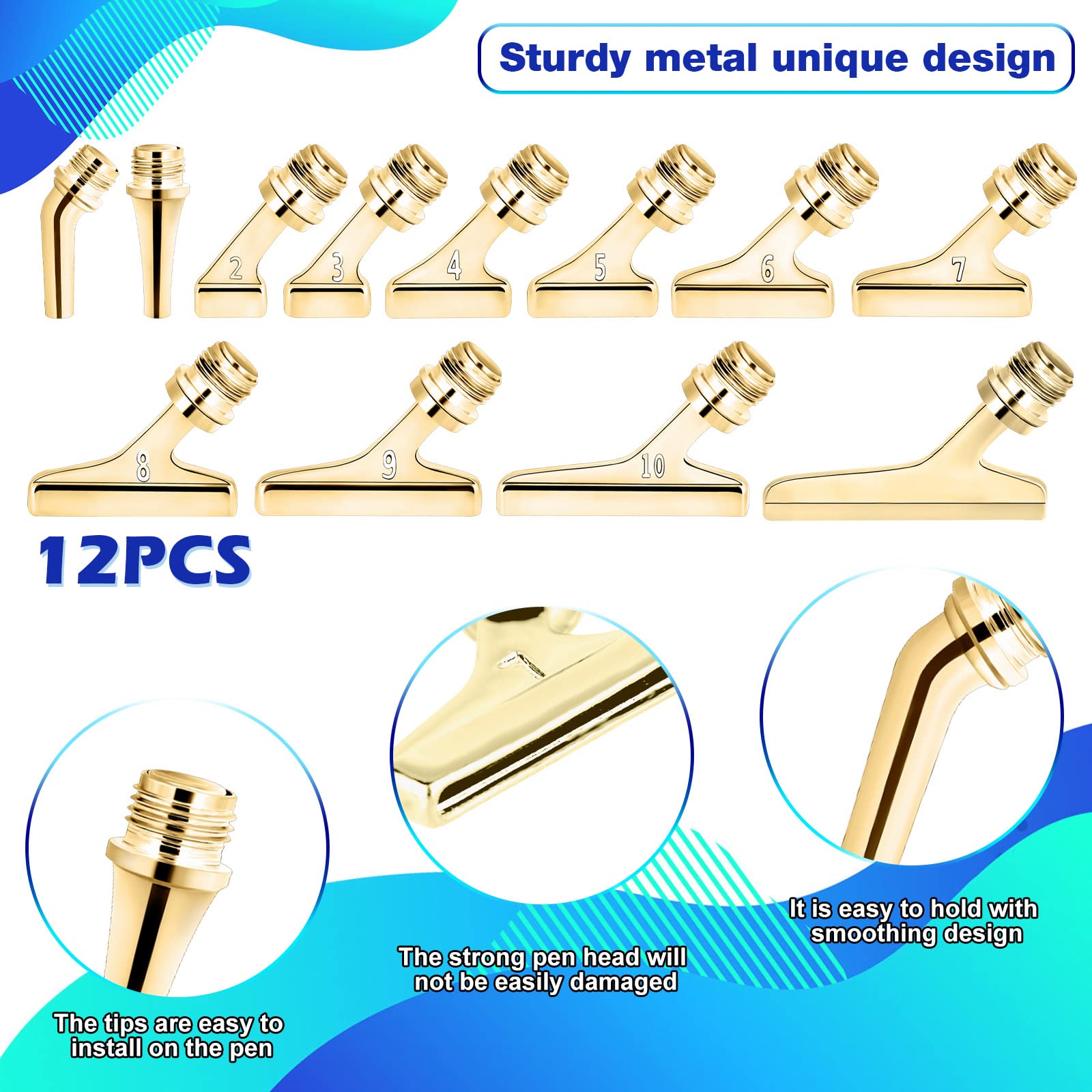 DoreenBow 21Pcs Diamond Art Painting Pen Metal Tips Kit 45°Stainless Screw Thread Tips Multi Placer Tips Diamond Art Painting Accessories 5D Diamond Art Painting Tools with 6 Clay,Glod