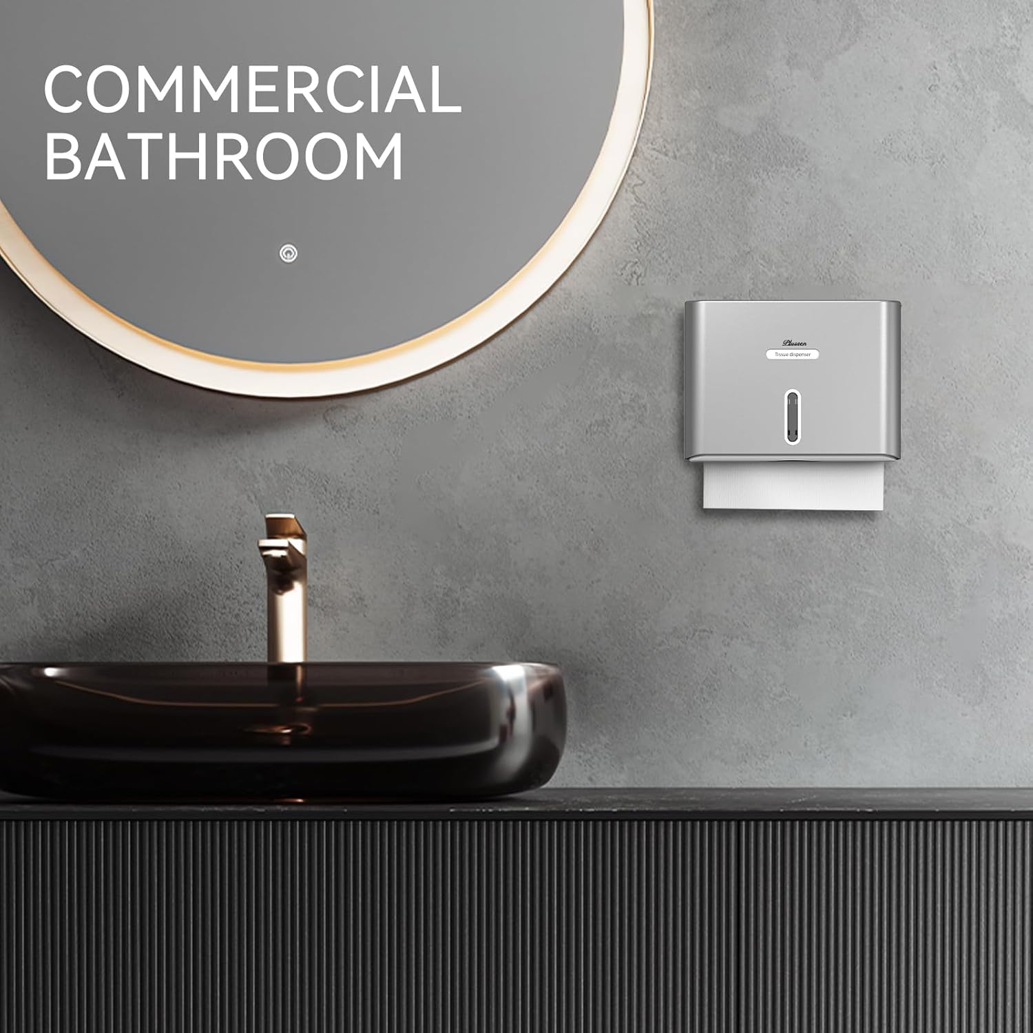 Paper Towel Dispenser Wall Mount, Adhesive No Drilling Multifold Trifold C Fold Commercial Hand Towel Dispenser,Silver - Image 9