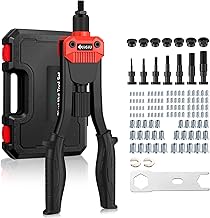 JiGiU 13'' Riveter Nut Riveter with 110 Nuts M3 M4 M5 M6 M8 M10 M12 Riveting Pliers Set 7 Interchangeable Mandrels for Automotive, Metal Components, Construction